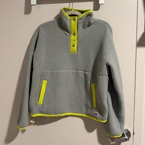 The North Face Gray Fleece Half Zip Pullover Neon Trim Size S